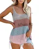 Women's T-Shirt Sexy Knitted Tops for Women Loose Camis Patchwork Streetwear Women Cothing Fashion Tops Sleeveless T Shirt Summer Beachwear Vest J230627