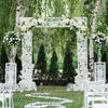 Flores decorativas arco de casamento flor swag decoração da parede artificial folhas verdes rosa porta grinalda para decoração de casa recepção