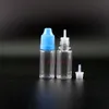 PET 10ML Plastic Dropper Bottles 100 Pcs/Lot With Child Proof Safety Caps and Nipples Highly transparent Can Squeeze have rainbow caps Emwuh