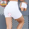 Femme Sexy Ouvert Entrejambe Leggings Yoga avec Fermetures Éclair Cachées Push up Maigre Crotchless Mini Pantalon Sport Élastique Respirant Érotique Shorts