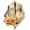 Foulards printemps et automne mode coréen surdimensionné fil Flexible châle été crème solaire femmes imprimé plage foulard en soie