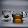 Bouteilles d'eau japonais marteau tasse à thé ensemble de trois pièces verre Transparent résistant à la chaleur avec couvercle de filtre tasse