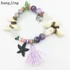 Pulseras con dijes HANJING 2023 marca moda mujer estrella de mar concha delfín borla cuenta piedra Natural hojas de pescado pulsera al por mayor