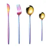 Dinnerware Sets 4pcs Golden Cutlery Tableware Stainless Steel Spoon And Fork Set Dining Table Utensils Kitchen Accessories