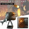 Objets décoratifs Figurines Creative Angler Fish Lampe de bureau Shark Desktop Night Light USB Métal Art Lanterne Décoration de table Chambre Décoration de la maison Cadeau