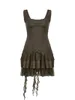 Casual jurken Elegante mouwloze U-hals patchwork gegolfde bodycon-jurk voor dames - Perfecte zomerfeesten en clubs