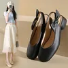 Niedrige Sandalen Heels Kleid Frauen Schuhe Abdeckung Quadratischen Kopf Zehe Knöchel Riemen Ol Büro Dame Schuh Feste Ferse 10937