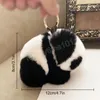 Härlig päls panda hänge nyckelring faux pälsnyckelringar innehavare dekoration väskor purtes nycklar hängsmycken ornament söta festgåvor