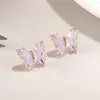 Boucles d'oreilles Loredana Haute Qualité Cuivre Multicolore Zircon Ins Style Dreamy Girl Flying Butterfly Creative Handmade Fine Jewelry