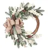 Dekorativa blommor White Ribbon Bow Wreath Simulation Flower Rattan Door Hanging Wall