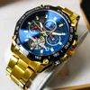 Blazers Aokulasic Brand Golden Male Mechanical orologi Orologi automatici Multifunzione Tourbillon Moon Fase Sports Owatch Nuovo