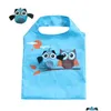 Reusable Grocery Bags Cartoon Owl Shop Bag Foldable Tote Shape Waterproof Storage Kitchen Organization Drop Delivery Home Garden Hous Dhywk