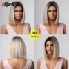 Perruques Synthétiques Brun Blond Ombre Court Droit Bob pour Femmes Partie Moyenne Lolita Cosplay Cheveux Naturels Fibre Résistant À La Chaleur 230627