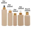 Butelki do przechowywania hurtowe 100/250/300/400 ml biodegradowalna biodegradowalna strawka pszazja plastikowa pompa szamponu z bambusem pokrywki płaska cylind