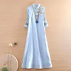 Etnische Kleding Chinese Stijl Vrouwen Hanfu Jurk Lente Zomer Koninklijke Borduurwerk Vintage Elegante Slanke Dame Luxe Cheongsam S-XXL