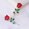 Brooches Blue Red Enamel Rose Flower For Women Lady Classic Beauty Party Office Brooch Pin Gifts