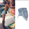 Jeans High Waist Breasted Denim Shorts Women Ripped Washed Snowflake Ladies Beach Jean
