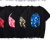 camiseta masculina de grife camisetas femininas camiseta gráfica roupas roupas macaco tubarão camiseta algodão camuflagem zip impressão camuflagem brilho no escuro hipster 2023 camiseta