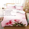 Ustaw pokrywę różowej kołdry kwiatowej i poduszki Zestaw King size 220x240 podwójne łóżko Single 3D Queen Pedding Sets Różowe pełne bliźniacze kołdrę Plearowe zasłony