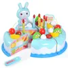 Cucine Gioca cibo 37Pcs Gioco di finzione creativo per bambini Taglio di torta di compleanno Giocattolo Ragazza Cartone animato Simpatico colore Coniglietto Evento per feste Modello di simulazione XPY 230626