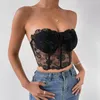 Débardeurs pour femmes Y2k haut caraco sans manches épaules dénudées velours mode Sexy Corset Crop gilet femme sous-vêtements dos nu Bustier haut