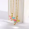 Pendant Necklaces Cute Enamel Dragonfly Charms For Necklace Drip Oil Stainless Steel 18K Gold Plated Chain Women Jewelry Craft