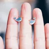 Boucles D'oreilles De Mode Mignonne Petite Baleine Bleue Jet D'eau Creative Unique Fine Bijoux Argentés Pour Les Femmes Déclaration Cadeaux D'anniversaire