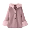 Coat Fashion Winter Kids Girls Clothes Children Windproof Warm Jacket Fleece Hooded Simulation Fur Collar Outerwear Loose 231019