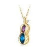 Collares pendientes de lujo de moda chapado en oro maní para mujeres púrpura azul CZ cadenas de incrustaciones de piedra joyería de moda regalo de fiesta