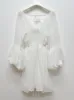 Auth S-elf Portrait White Patched Lace Lantern Sleeves V-Neck Two Piece Dress High Waist Doll Dress