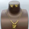 Halskette Ohrringe Set Nigeria Schmetterling Afrikanischer und Perlen Schmuck Böhmen Design Goldene Farbe Schmuck Geschenke