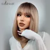 Perruques Synthétiques EASIHAIR Bob Droite Courte avec Bang Cheveux Naturels Brun Doré pour Femmes Cosplay Quotidien Fibre Résistante à la Chaleur 230627