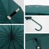 Parapluie à tige longue droite de couleur unie 16K parapluies pongés coupe-vent forts unisexe ensoleillé pluvieux semi-automatique Bumbershoot TH0470