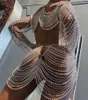 Chaînes de ventre chaîne de corps de luxe Sexy femmes creux haut poitrine bras et gland jupe ensemble reine deux pièces Festival tenues 230626