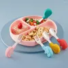 Ensembles de vaisselle 1 ensemble enfants cuillère dessin animé poignée fourchette en acier inoxydable de qualité sûre enfant en bas âge pour bébé
