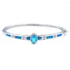 Bracelets porte-bonheur JLB-018 Design Sea Blue Fire Opal Bangle Skyblue Center Stone Bracelet For Gift Fine Jewelry