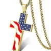 Pendant Necklaces Selling American Flag Cross For Men And Women Dripping Oil USA Hip-hop Style Long Necklace Jewelry Gift Wholesale