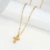 Colares com pingente Cruz de aço inoxidável vintage Elegante Feminino Clavícula Corrente Religiosa Fé Jóias Presente