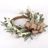 Dekorativa blommor White Ribbon Bow Wreath Simulation Flower Rattan Door Hanging Wall