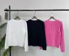 612 2023 Runway Sweater Pullover långärmad besättning hals flora tryck rosa svart vit mode casual kvinnor kläder shang