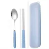 New Portable Tableware Travel Camping Portable Knife And Fork Set Portable Bamboo Handle Tableware Durable And Durable