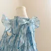 Kleines Kleid mit fliegenden Ärmeln, Sommer-Kuchenkleid, A-Linien-Kleid