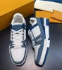 Famoso marchio Vintage Uomo Sneakers Scarpe Bule Nero Denim Pelle Fiore Suola in gomma Abloh Scarpe da ginnastica con lacci Virgil Party Abito da sposa Skateboard Walking EU38-46