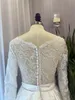 Real Image Sexy A Line Wedding Dresses V Neck Illusion Lace Appliques Long Sleeves Satin Button Back Floor Length Plus Size Formal Bridal Gowns