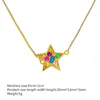 Pendant Necklaces Vintage Colorful Zircon Star Necklace Turkish Hand Hamsa Chain For Women Men Jewelry