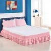 Bedding sets 4 Layers Ruffled Bed Skirt Wrap Around Elastic Cover Without Surface Home el Twin Full Queen King 230626