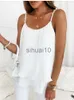 Damska koszulka T-shirt Summer Top Chifon White T Shirt Fashion V-Neck Spaghetti Pasek Rękawki