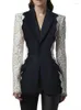 Damskie garnitury Najwyższa jakość 2023 est moda projektanta kurtka damska stylowy kolorowy blok koronkowy patchwork Blazer Blazer Women