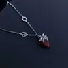 2023 Ciondolo in argento 925 con fragola smaltata rossa solida con collana a catena con clavicola da donna ad incastro Gujia Old Body