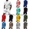 Conjuntos de chándales para hombres Traje de verano Pantalones cortos Manga Fitness 2 piezas Ropa deportiva Camiseta casual Traje Muscle Tight Culturismo Gimnasio Ropa x0627